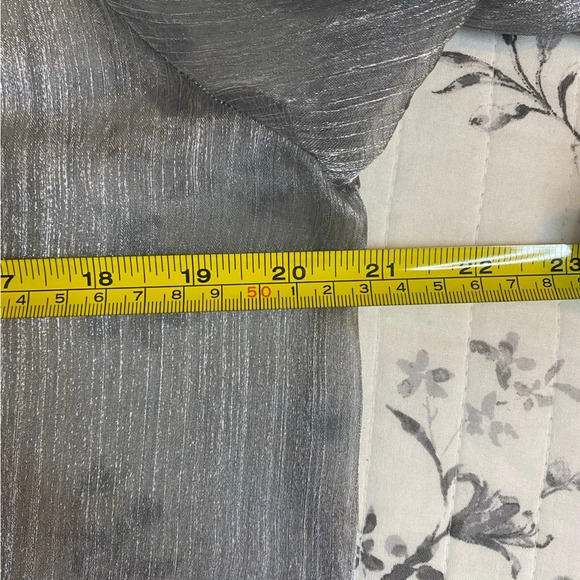 NWT Free People Freya Frost Top Metallic Silver Gray Sheer Long Sleeve Ribbon SP - Picture 13 of 16